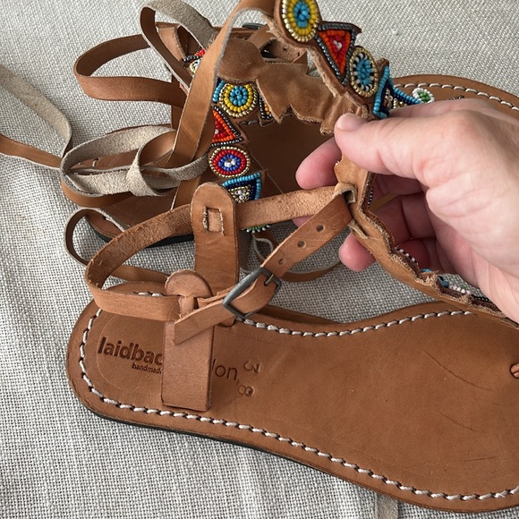 Free People NEW laidback London Tribal hand Beaded Day to Evening Vacay Sandal 🌈 - Picture 11 of 13